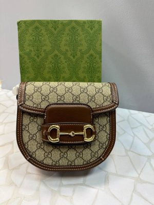 کیف دوشی زنانه گوچی کرم قهوه‌ای