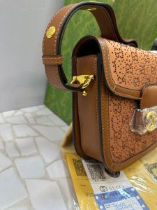 کیف دستی زنانه گوچی قهوه‌ای روشن مجلسی