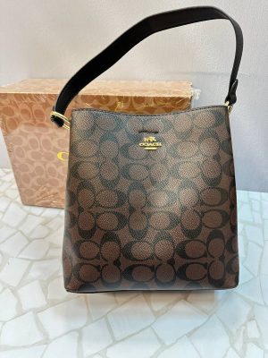 کیف دوشی زنانه کوچ سفید (COACH) مدل دستی و دوشی با ۲ بند چرمی