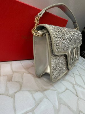 کیف مجلسی زنانه Valentino دستی و دوشی با نگین‌کاری جذاب