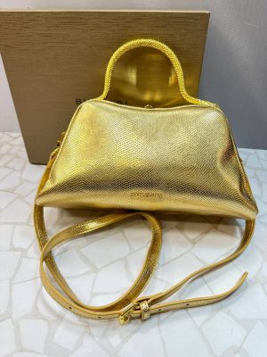 کیف مجلسی بولگاری زنانه با طراحی پوست ماری و دسته طلایی مدل مار