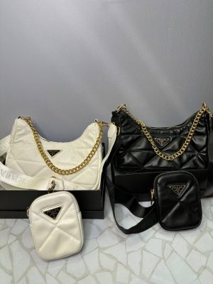 کیف دوشی پرادا زنانه مدل زنجیری دو‌تکه | طراحی اسپرت و لوکس برند PRADA