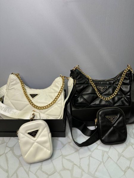 کیف دوشی پرادا زنانه مدل زنجیری دو‌تکه | طراحی اسپرت و لوکس برند PRADA