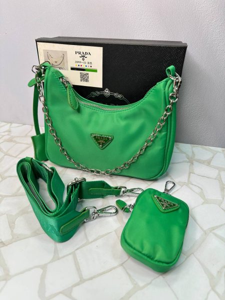 کیف دوشی پرادا زنانه مدل زنجیری دو تکه | طراحی اسپرت و سبک روزمره