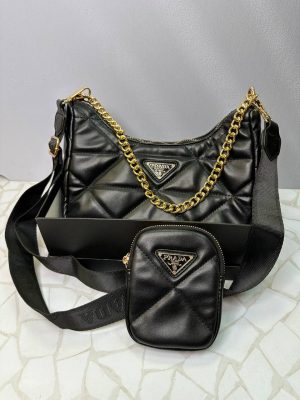 کیف دوشی پرادا زنانه مدل زنجیری دو‌تکه | طراحی اسپرت و لوکس برند PRADA
