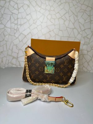 کیف دوشی لویی ویتون زنانه با طراحی لوکس و زنجیر طلایی – انتخابی ماندگار برای استایل‌های روزانه و مجلسی