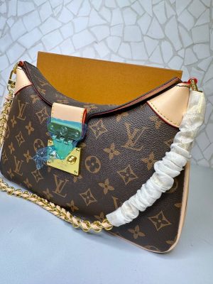 کیف دوشی لویی ویتون زنانه با طراحی لوکس و زنجیر طلایی – انتخابی ماندگار برای استایل‌های روزانه و مجلسی