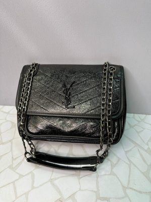 کیف دوشی ایو سن لورن مشکی ورنی