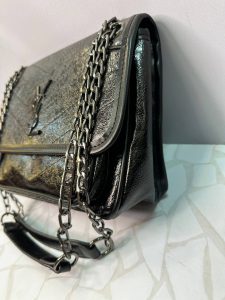 کیف دوشی ایو سن لورن مشکی ورنی