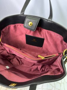 کیف دستی زنانه مشکی سایز بزرگ سه‌تکه با یراق طلایی